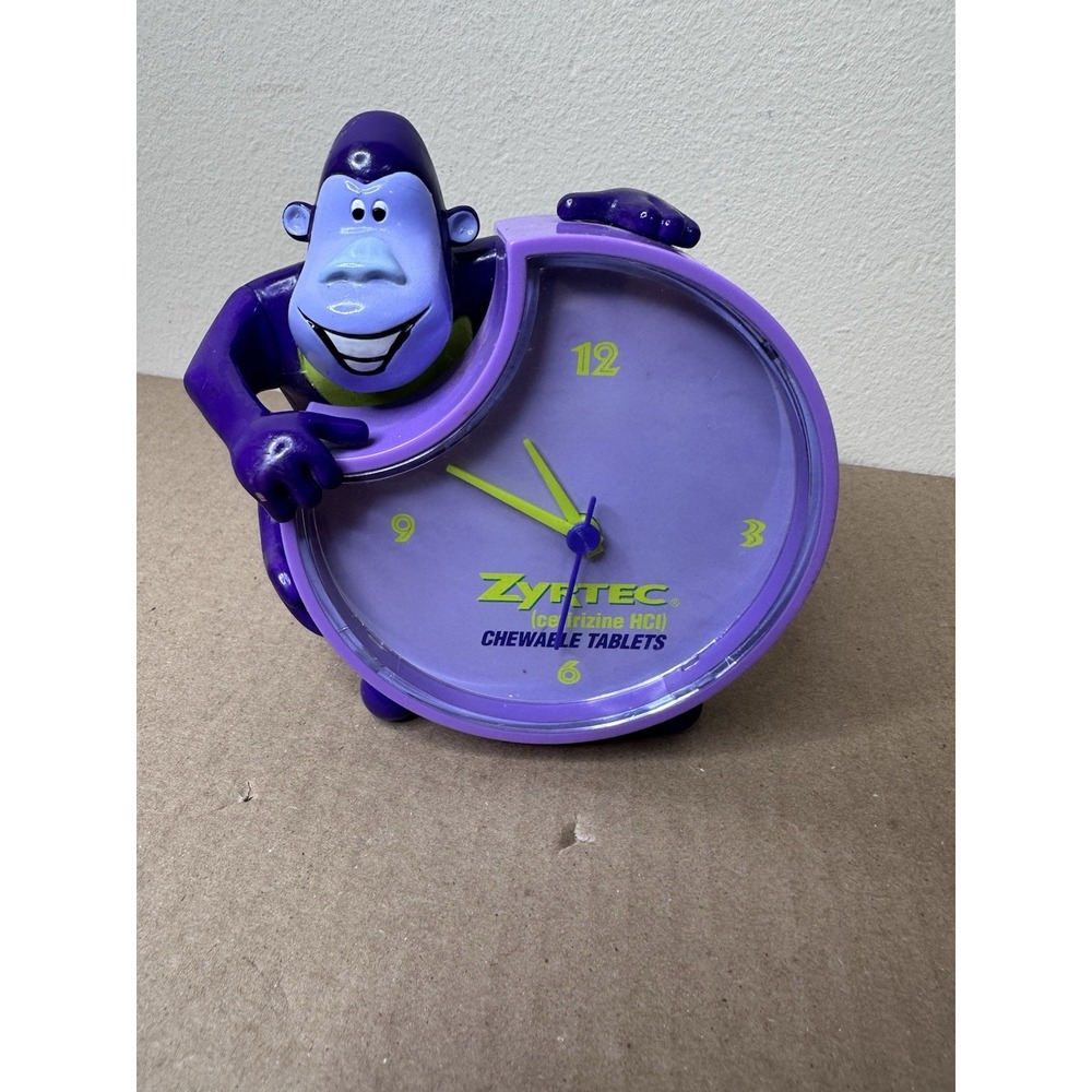 Zyrtec Chewable Tablets Promo Purple Monkey 5" Alarm Clock Works
